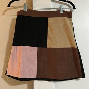 color block suede mini skirt